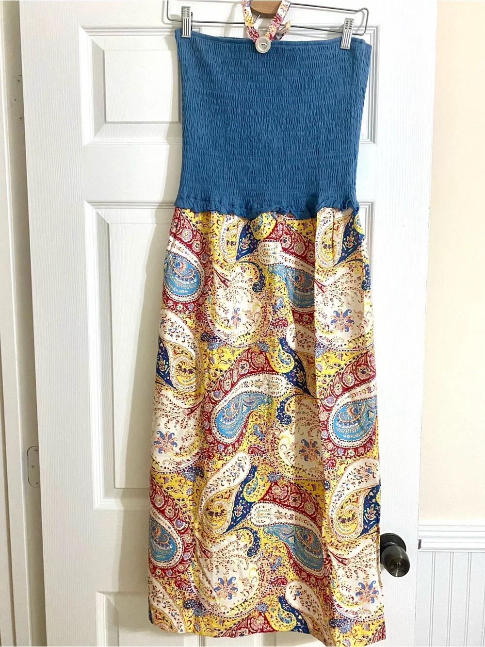 FREE PEOPLE VINTAGE Paisley Maxi Smocked Boho Dress Med. NWT⭐️